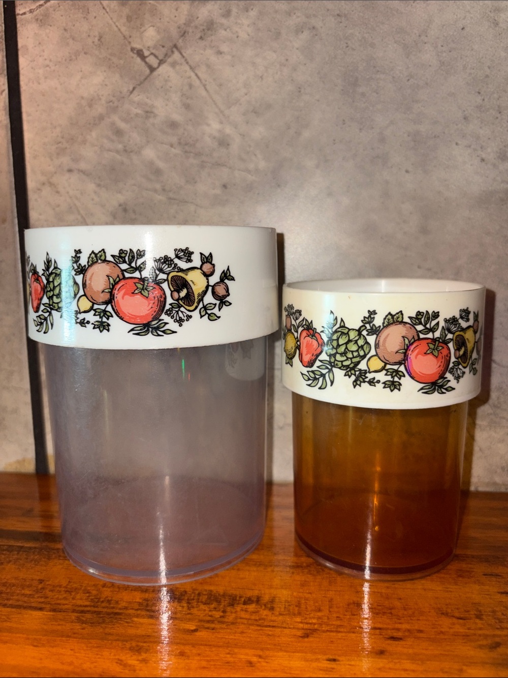 Vintage Spice of Life See & Store Storage Plastic Canister Set of 2 Veggie Print
